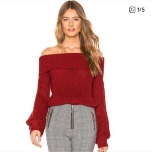 Lovers + Friends Off-Shoulder Cream Sweater